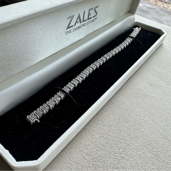 10K White Gold Diamond Bracelet | 2 CTW | 7” | 11.7g | Zales - Picture 3 of 13